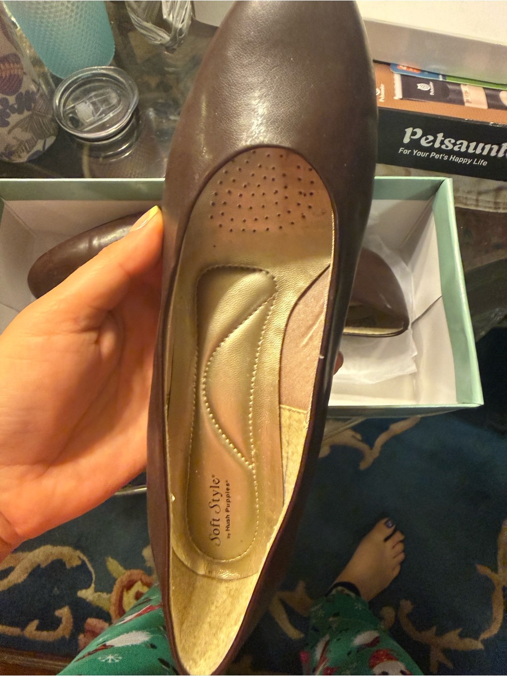 Hush Puppies Brown Leather Slip-On Flat